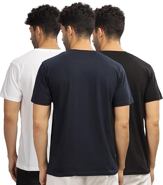 Faizify Men's Plain Round Neck T-Shirt, Pack of 3