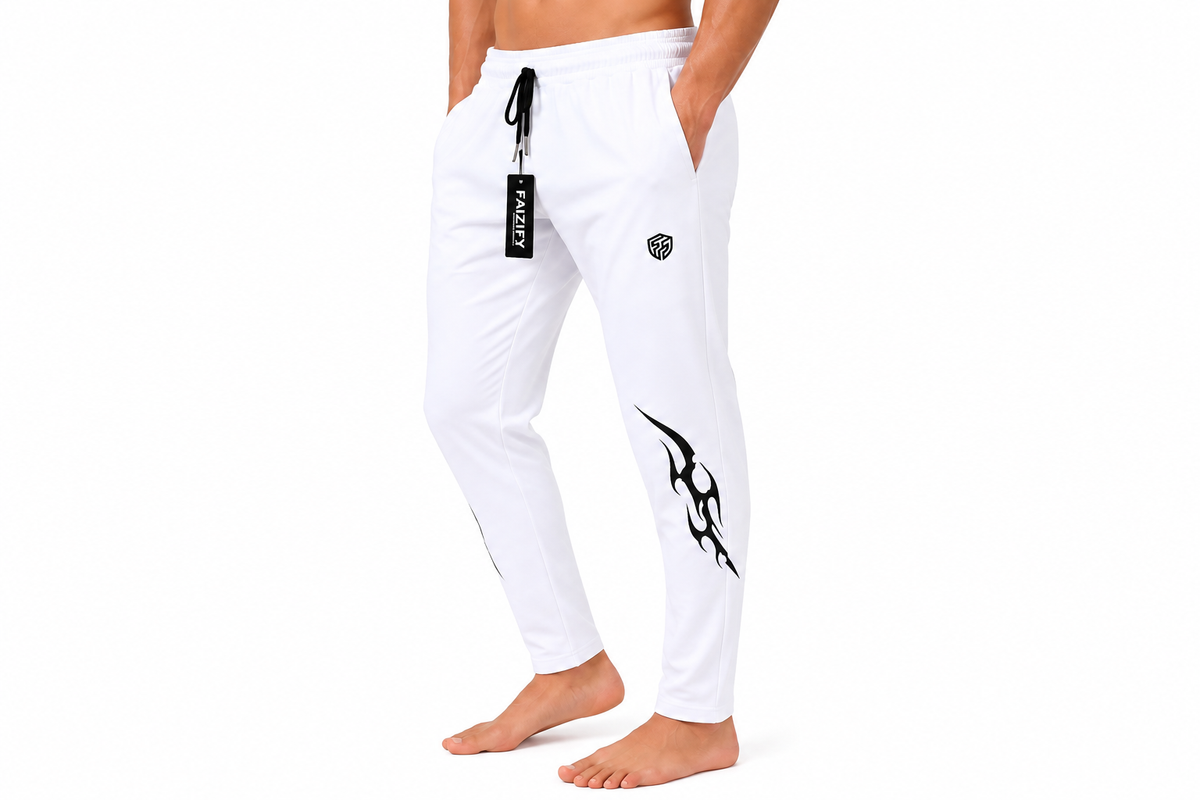 White Printed Joggers for Men