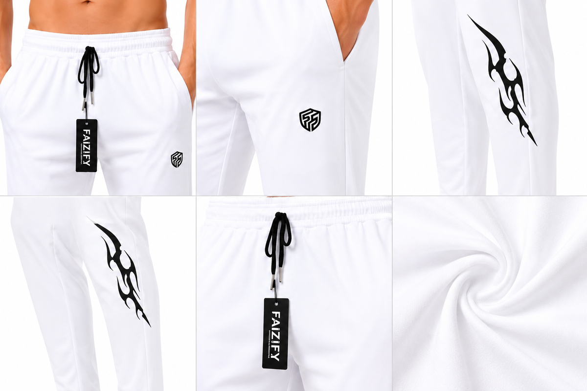 White Printed Joggers for Men