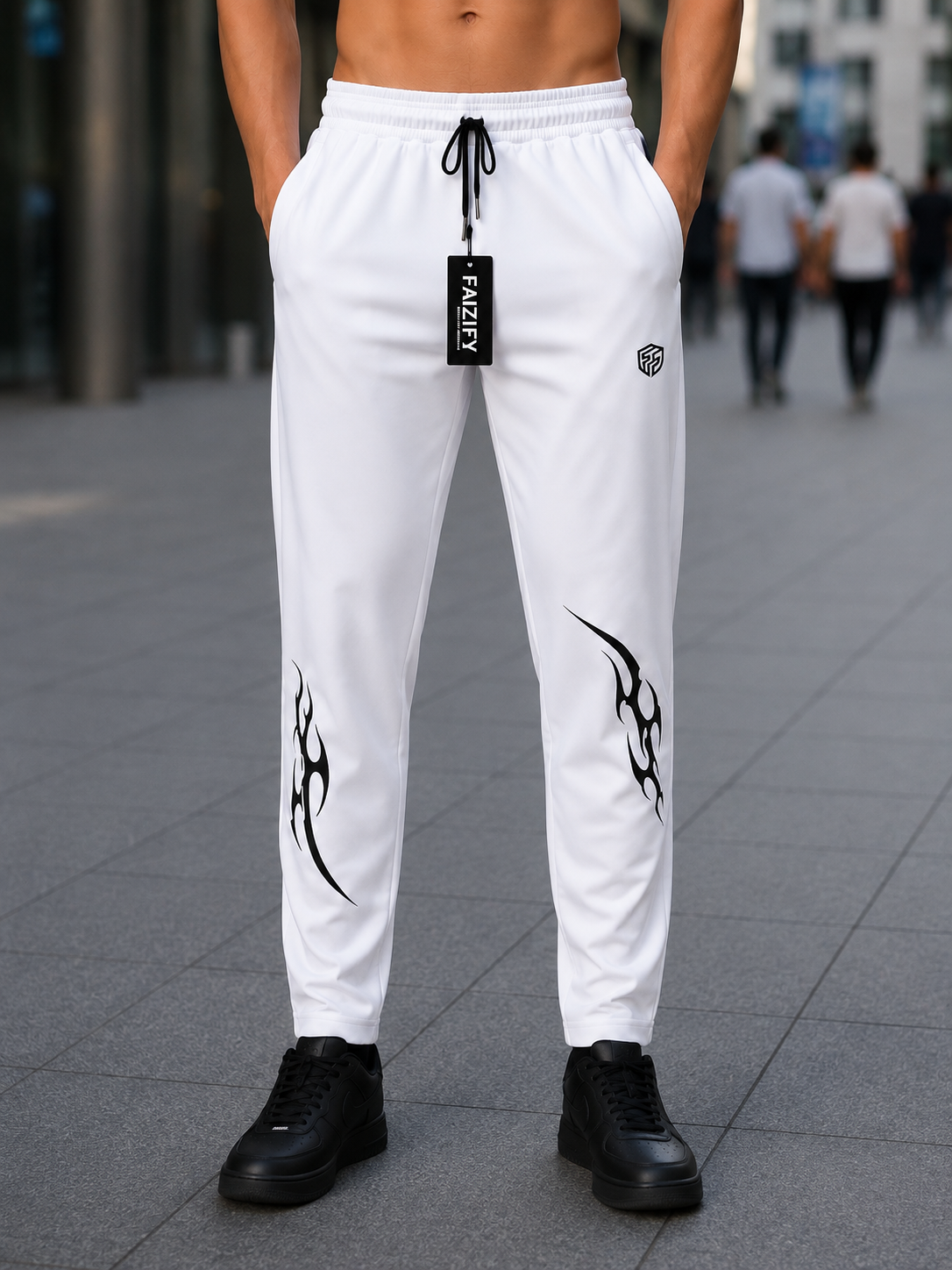 White Printed Joggers for Men