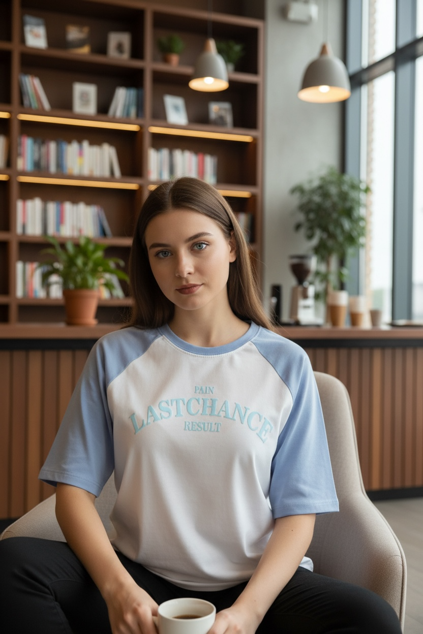 Ice Blue Contrast Tee