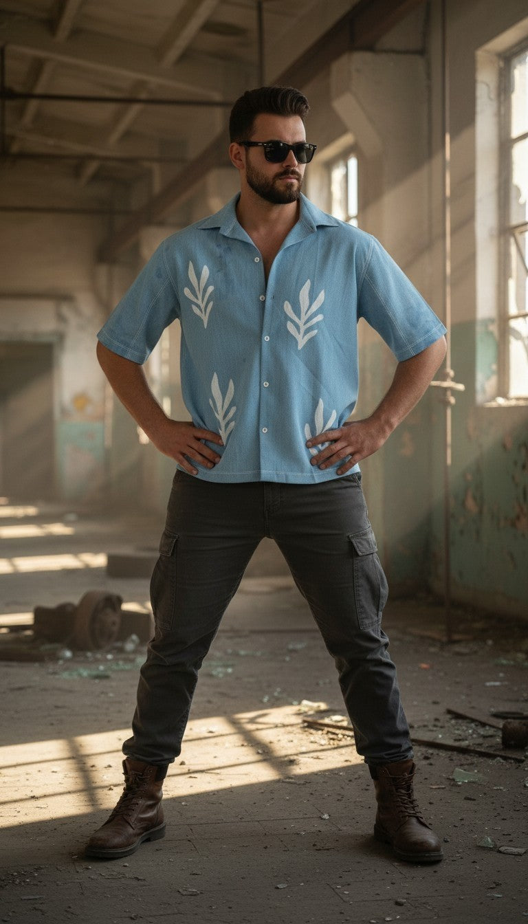 WRANLE BLUE PRINTED SHIRT