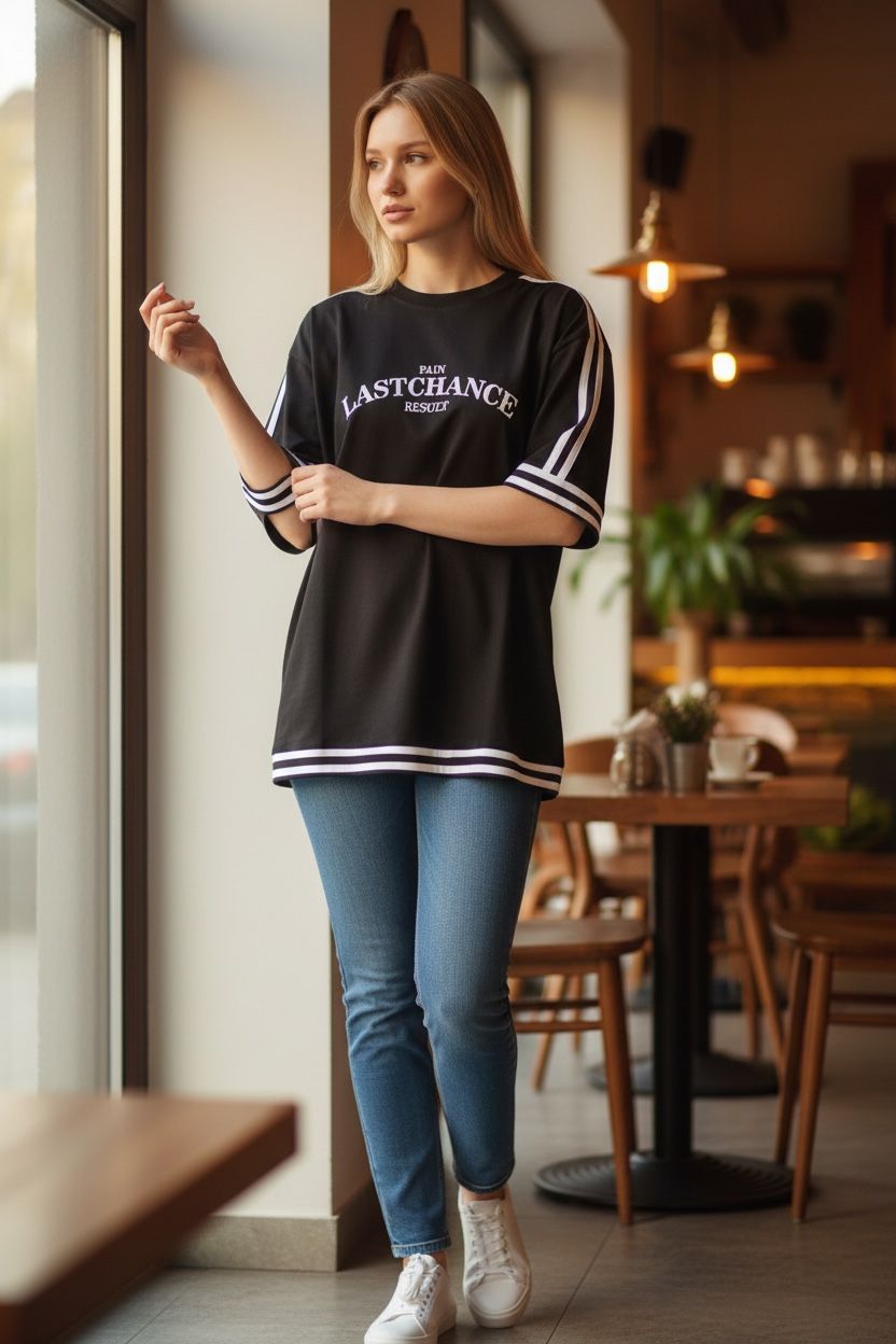 B&w stripe Last Chance Oversized Tees (F)