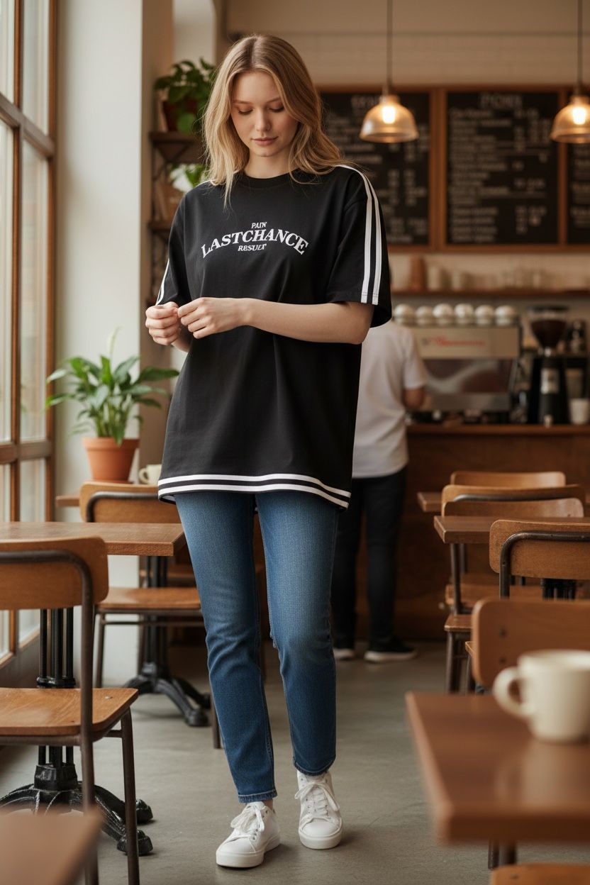 B&w stripe Last Chance Oversized Tees (F)